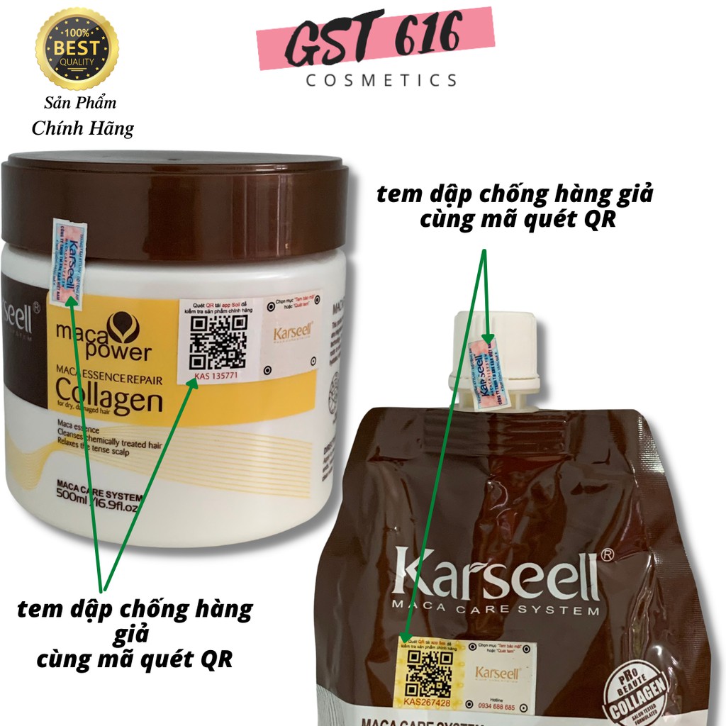 Kem hấp ủ tóc COLLAGEN KARSEELL 500ml chính hãng phục hồi tóc hư tổn khô sơ chẻ ngọn