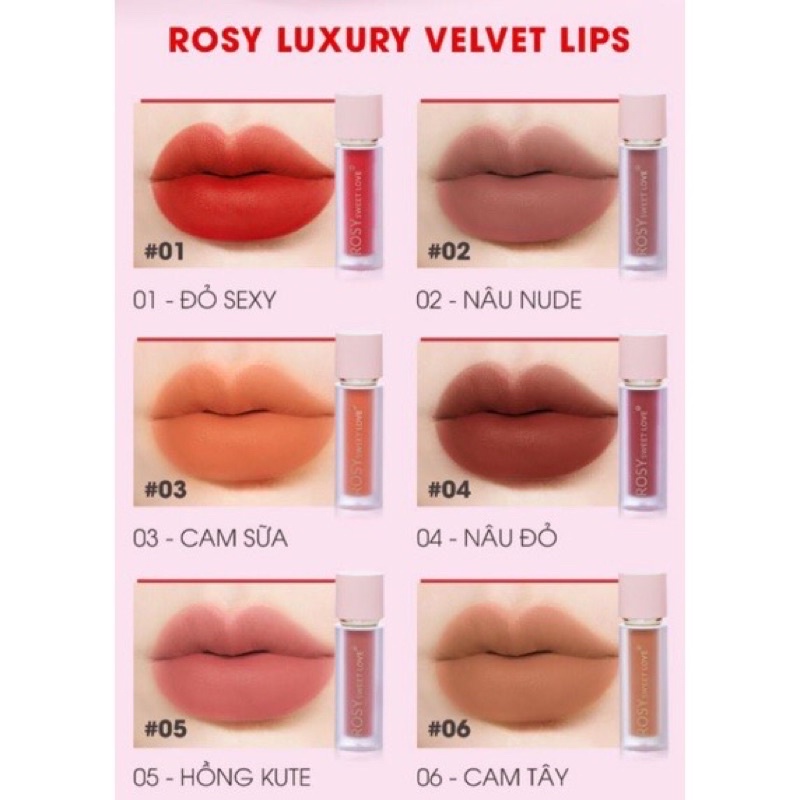 [COMBO 3 IN 1] SÉT 2 SON KEM LỲ CAO CẤP ROSY + 1 DƯỠNG MÔI - LÂU TRÔI, KHÔNG CHÌ, MÀU HOTTREND