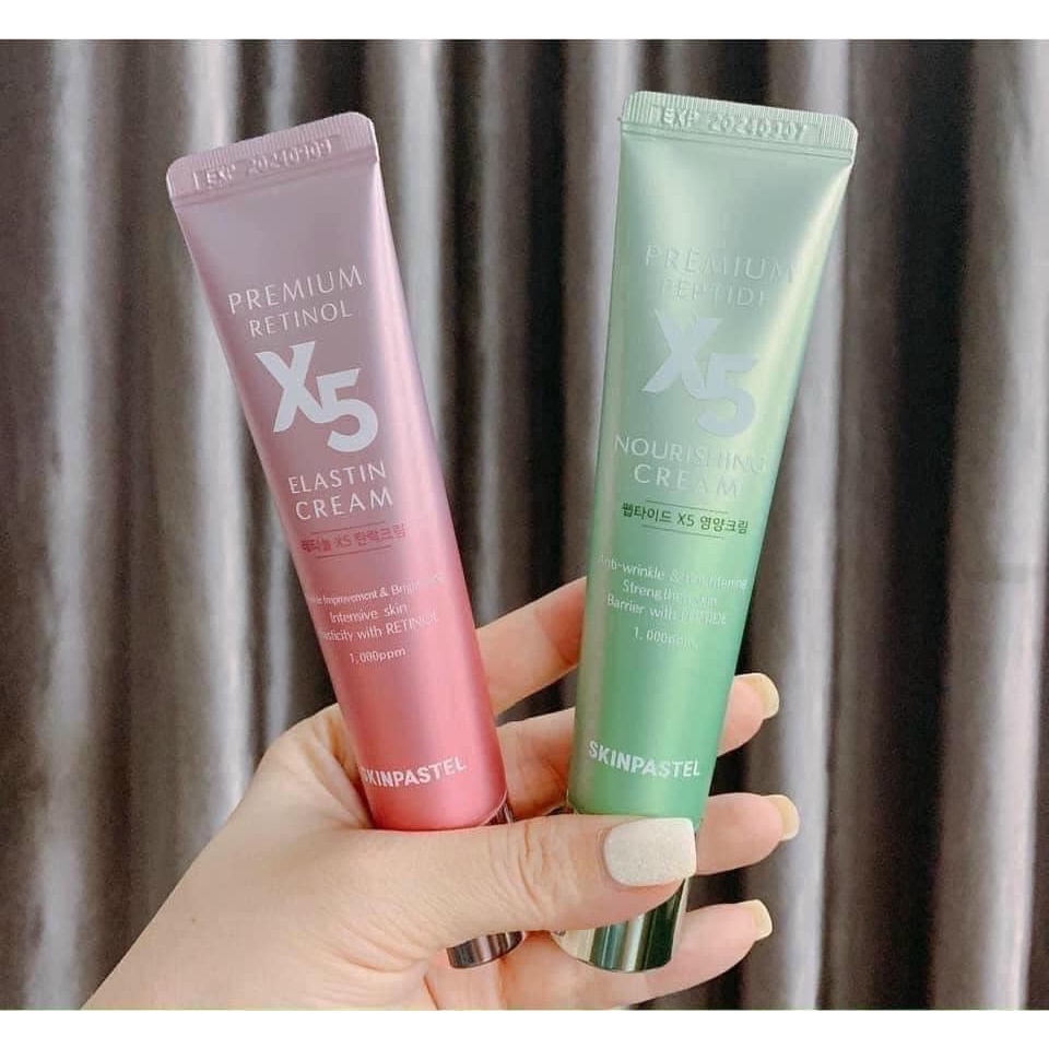Kem Trẻ Hoá Da Retinol X5 Elastin 0,1% Cream Skinpastel Premium Peptide Hàn Quốc 30ml