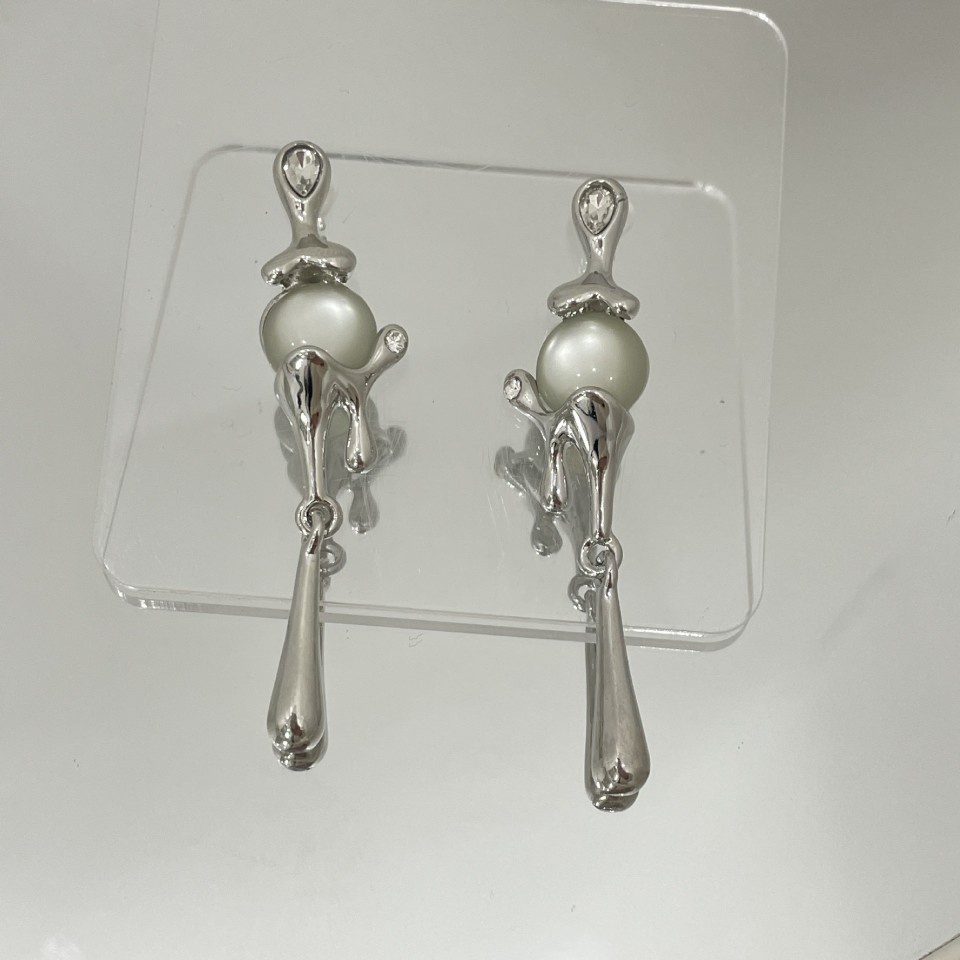 Bông Tai Dài Hình Giọt Nước Đính Đá Opal Phong Cách Harajuku