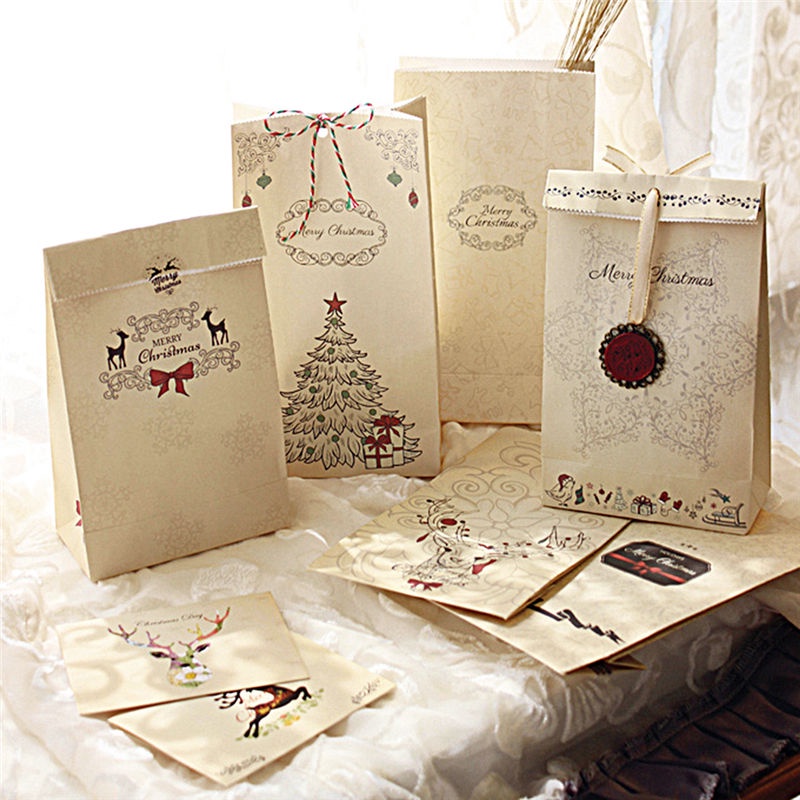 Túi Giấy Kraft Đựng Quà Giáng Sinh / Đám Cưới Thân Thiện Với Môi Trường Phong Cách Vintage