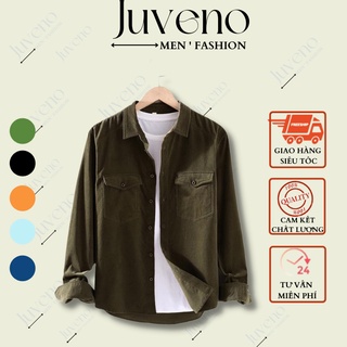 Áo Sơ mi Denim Dài Tay Juveno, ⚡FreeShip⚡🧥 Vải Denim Dày Dặn, Mềm Mịn, 5 Màu, Đủ size 45-85Kg