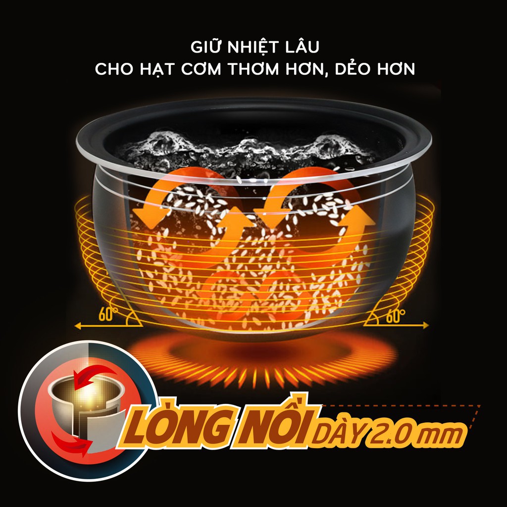 Nồi Cơm Điện Tử Comet 1.8L CM8088 - Lòng Niêu Chống Dính - Hàng Chính Hãng