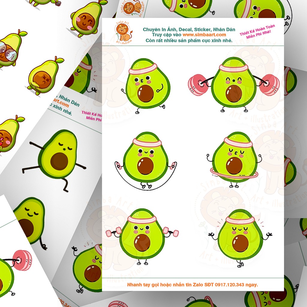 [CHỈ 4900đ] Sticker Quả bơ cute, nhãn dán, decal quả Bơ (Avocado) dùng để dán sổ Trang Trí Nhật Ký, Kế Hoạch | Nhiều mẫu