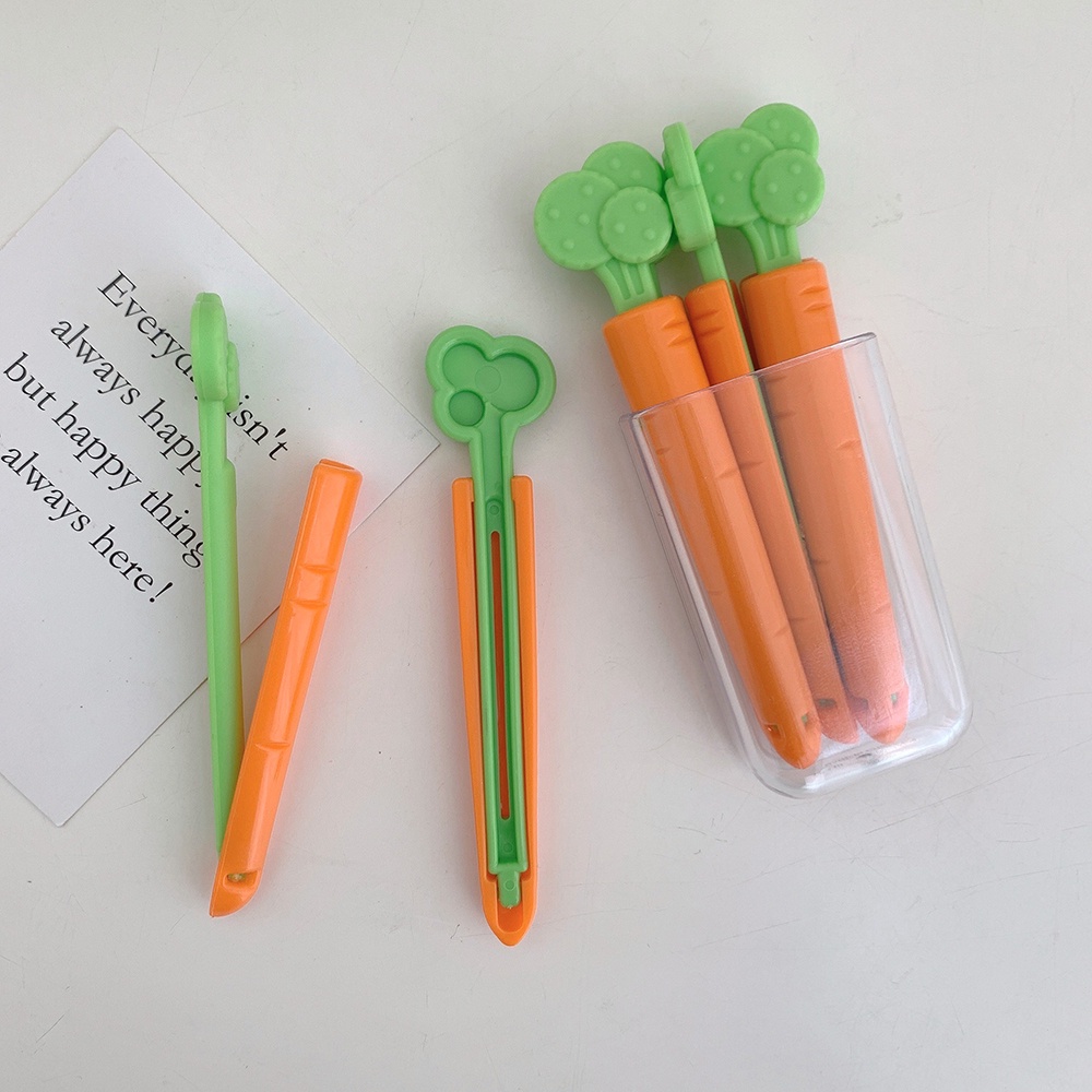 Set 5 Kẹp Niêm Phong Túi Thức Ăn Hình Cà Rốt Dễ Thương