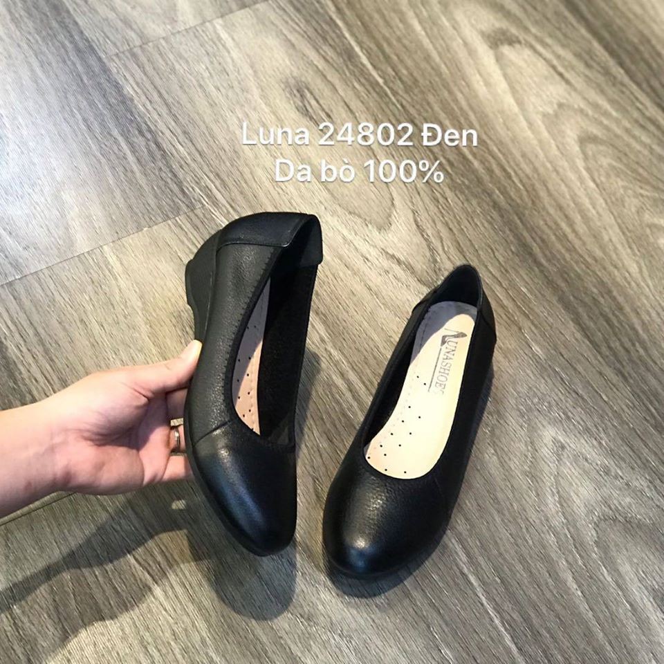 Giày xuồng nữ da bò mềm bảo hành 2 năm 1 đổi 1 LUNASHOES 24802 đi êm chân dễ phối đồ chất lượng cao