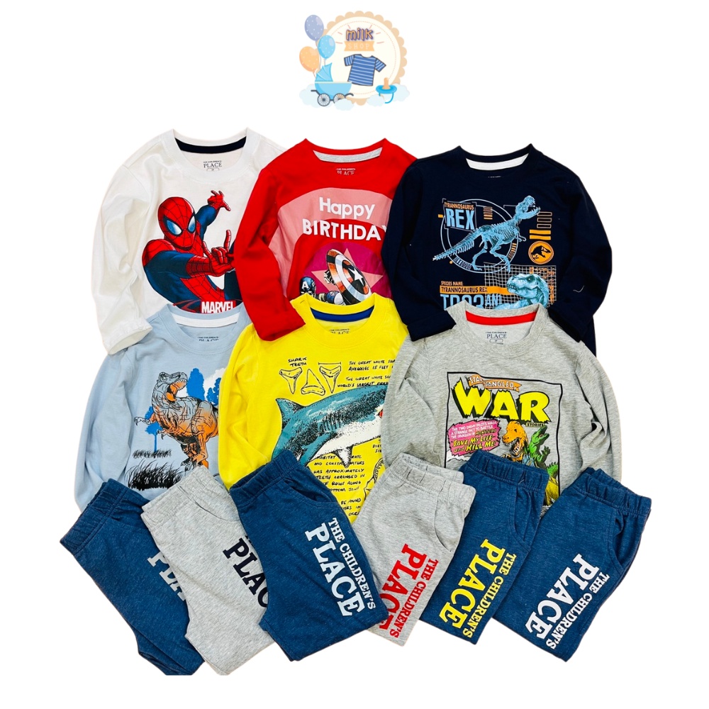 Đồ bộ cho bé trai  - cotton dài tay Place xuất dư Size 1-5 tuổi