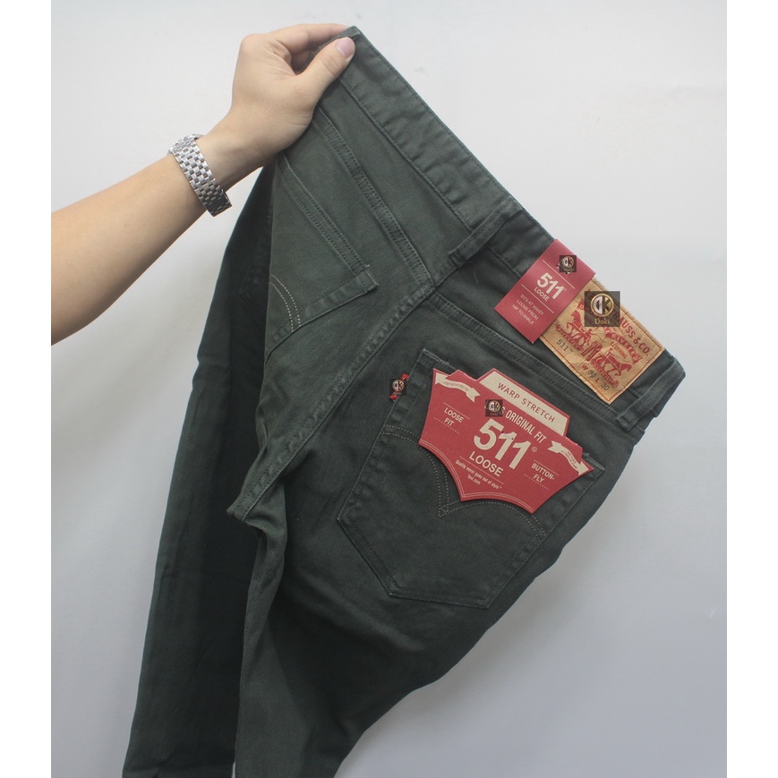 Quần Kaki Jean xanh rêu bộ đội KA-12, Quần Kaki Nam Dáng Ôm Đứng, Chất vải co giãn thoáng mát Sang trọng Lịch Sự - Doki