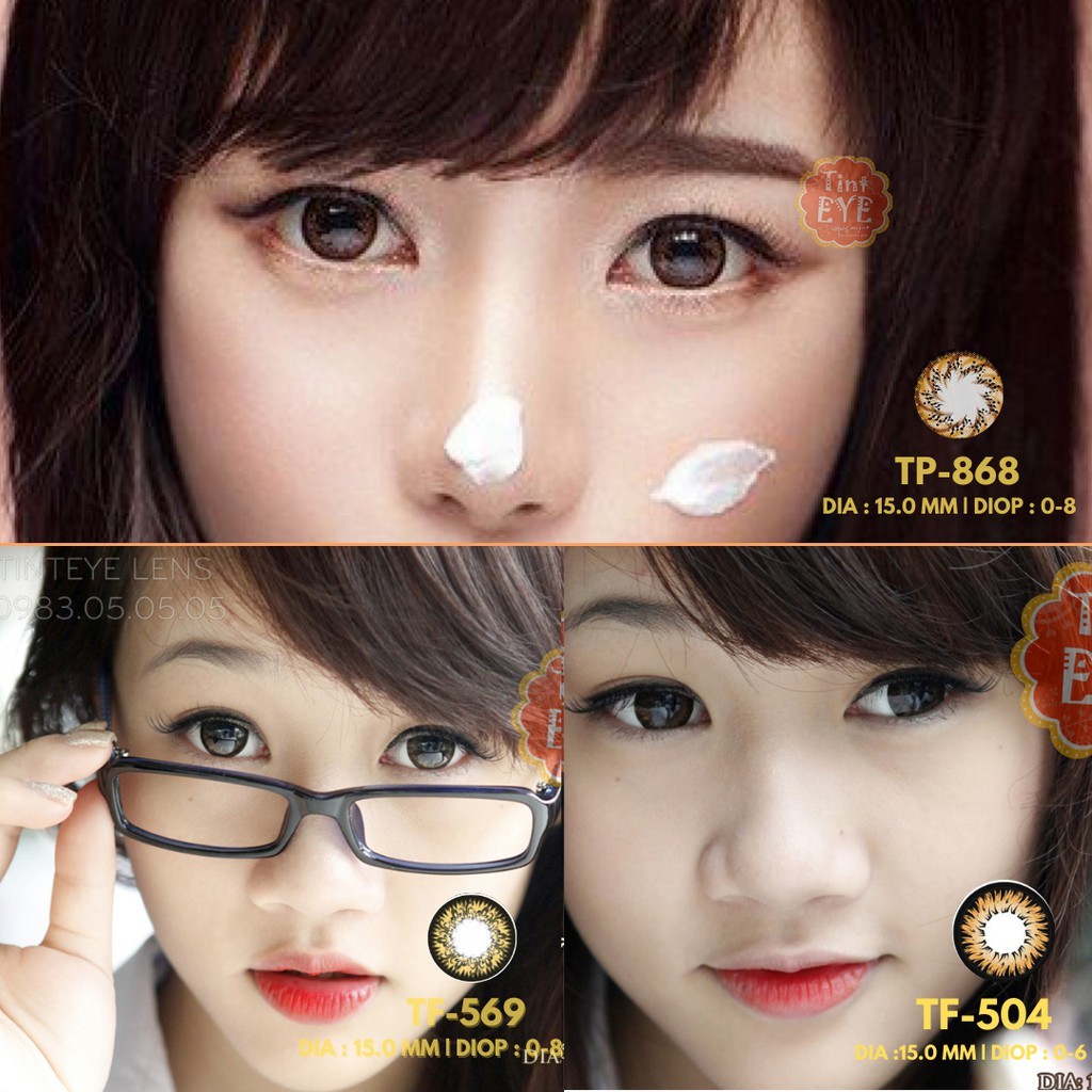 99k/đôi 3 Mẫu Nâu Tự Nhiên Giãn Tròng Tinteye Lens Full 0-8 Độ