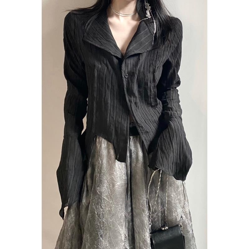 Áo Sơ Mi Tay Dài Dáng Ôm Phong Cách Retro Cho Nữ