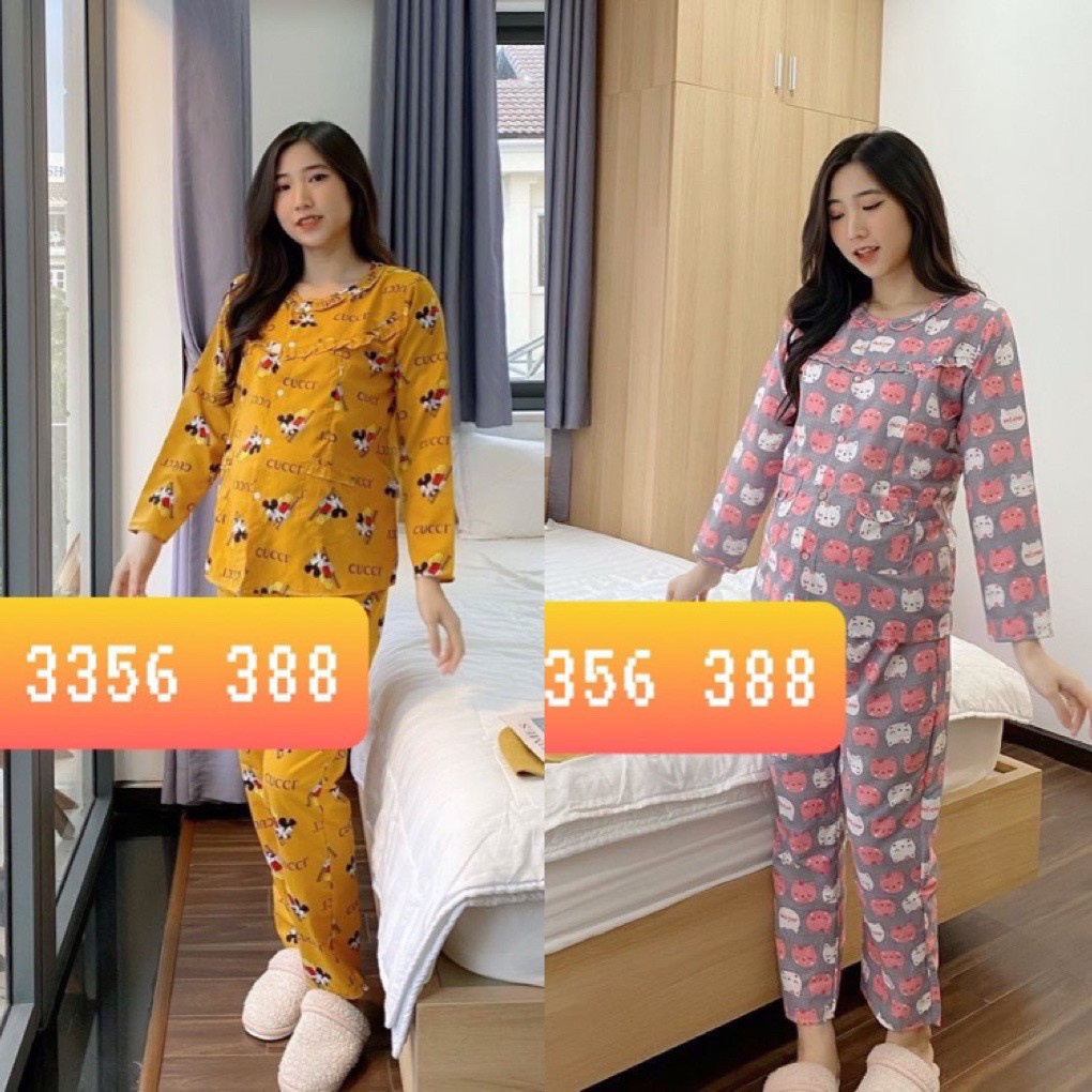 ✈✽Bộ đồ bầu và sau sinh DÀI TAY cho con bú chất KATE THÁI, bà mặc nhà