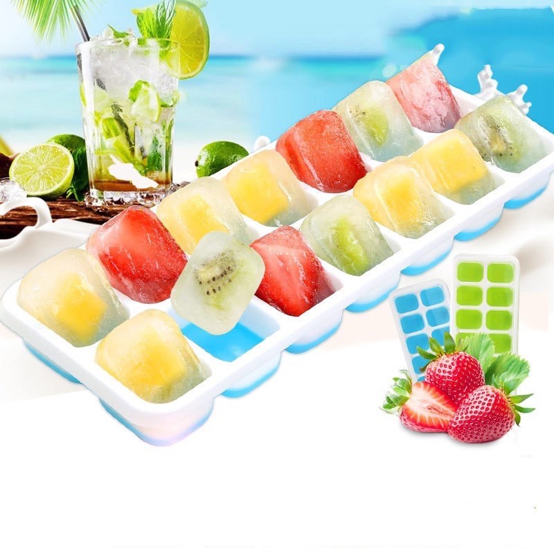 (Rẻ vô địch) BooBoo BaBy - Khay Trữ Đồ Ăn Dặm Cho Bé, Làm Đá Có Nắp Đậy - Đáy Bằng Silicon Lấy Thức Ăn Dễ Dàng