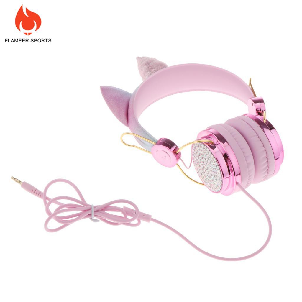 Tai Nghe Thể Thao Hình Unicorn Màu Hồng Có Mic Cho Bé Gái 1