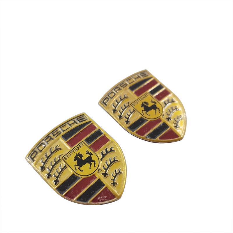 Bộ 2 Logo Porsche Bằng Nhôm Dán Trang Trí Xe Hơi Porsche