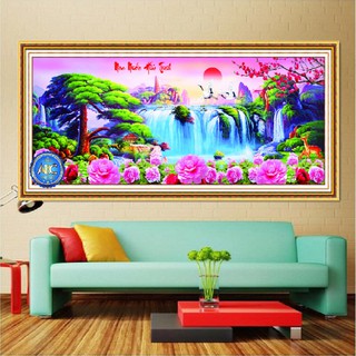 Tranh Đính Đá Phong Cảnh Non Nước Hữu Tình VS040 - Kích Thước 198*82 cm