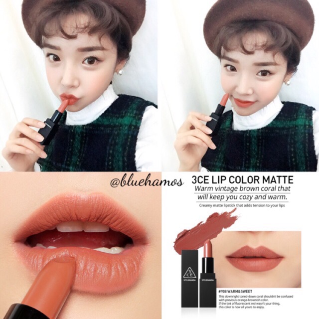 Son thỏi lì 3CE matte lip color vỏ đen các màu