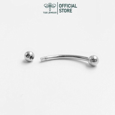 Khuyên tai bạc nữ TLEE cong bi chốt vặn hai đầu cá tính TLEE JEWELRY B0315