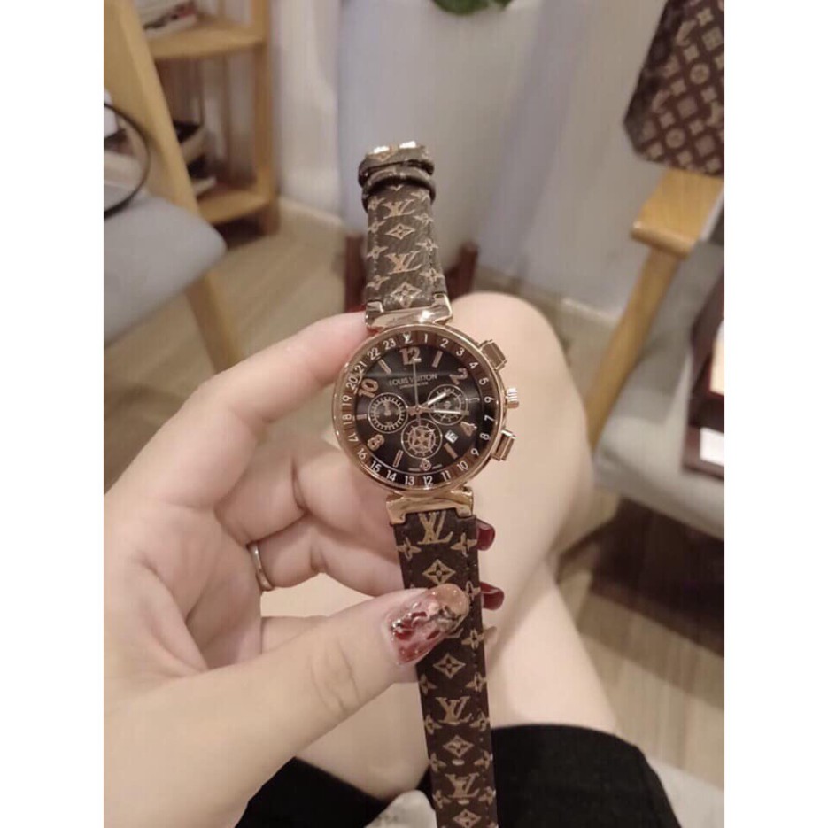 Đồng hồ LV nữ dây da nâu kiểu dáng thời thượng sang trọng, chống nước , bảo hành 12 tháng | BigBuy360 - bigbuy360.vn
