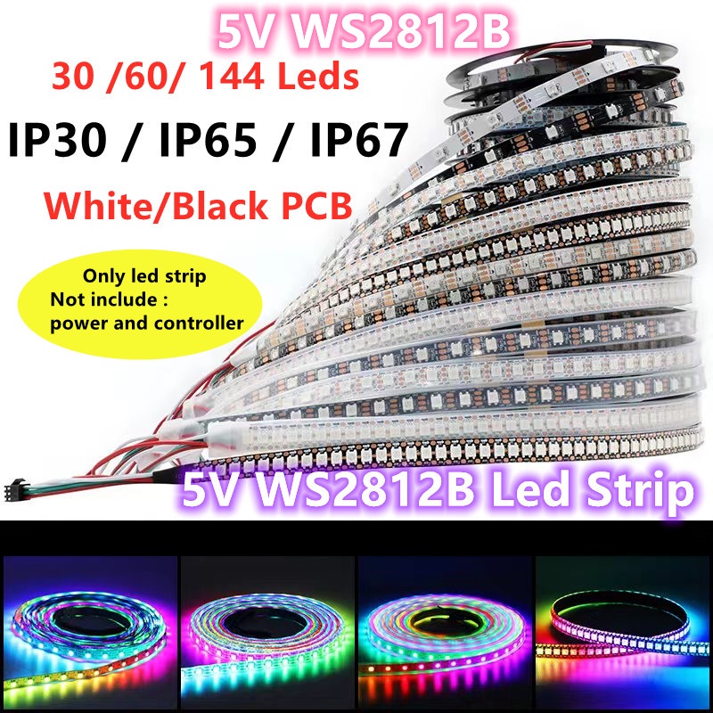 Cuộn Dây Đèn Led Thông Minh 1m / 5m DC5V WS2812B WS2812 Led Pixel 1 IC 1 Led RGB IP30 / 65 / 67