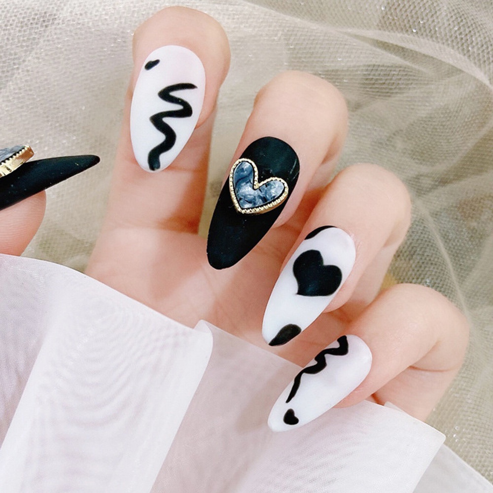 [Hàng mới về] Set 10 phụ kiện trang trí móng tay hình trái tim 3D làm từ hợp kim độc đáo