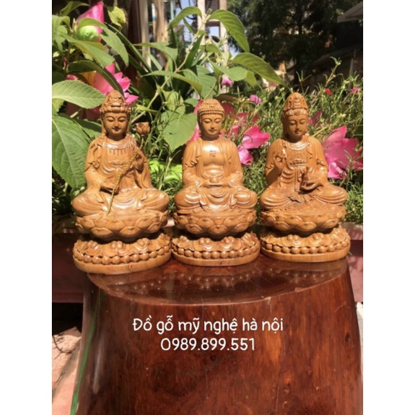 Bộ tượng tây phương tam thánh phật cao 15cm