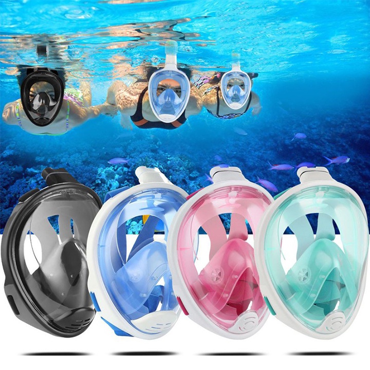 Mặt Nạ Lặn Biển Kèm Ống Thở Có Đầu Chờ Gắn Máy Ảnh Kính Bơi Lặn 180 Độ Tặng Kèm Nút Bịt Tai
