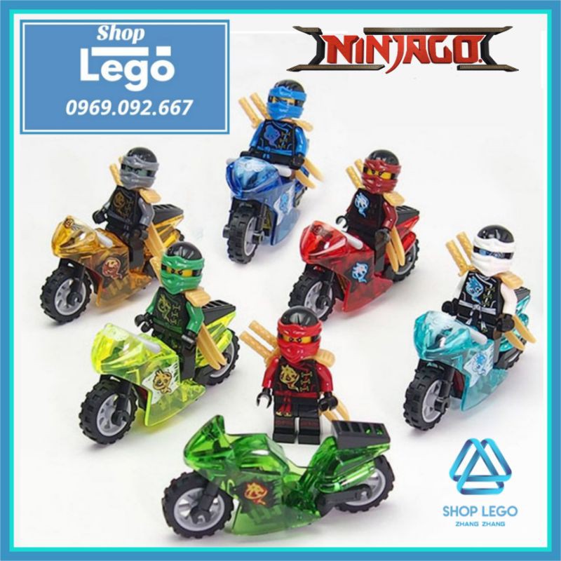 Xếp hình Ninjago motor kèm Kai - Lloyd - Jay - Nya Lego Minifigures Decool 10029-10034