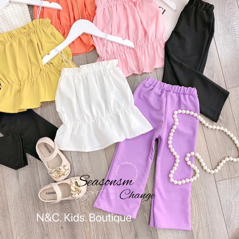 Xả Set áo nhún dây cho bé gái