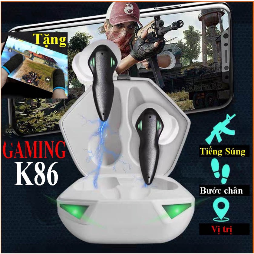 Tặng kèm găng tay chơi game Tai nghe Gaming K86 Tws Bluetooth 5.0 - Không dây có mic với độ trễ cực thấp