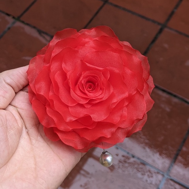 Hoa cài áo vải voan, trâm cài ngọc cao cấp