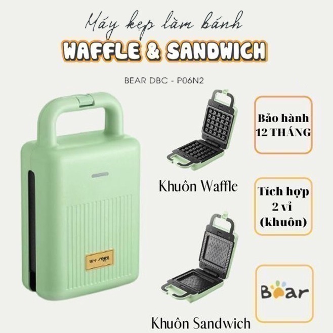 Máy nướng bánh mì Sandwich / Waffle đa năng Bear