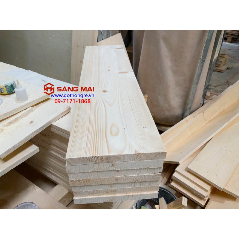 [MS17] Tấm gỗ thông làm kệ dài 80cm x mặt rộng 20cm x dày 2cm + láng nhẵn mịn 4 mặt