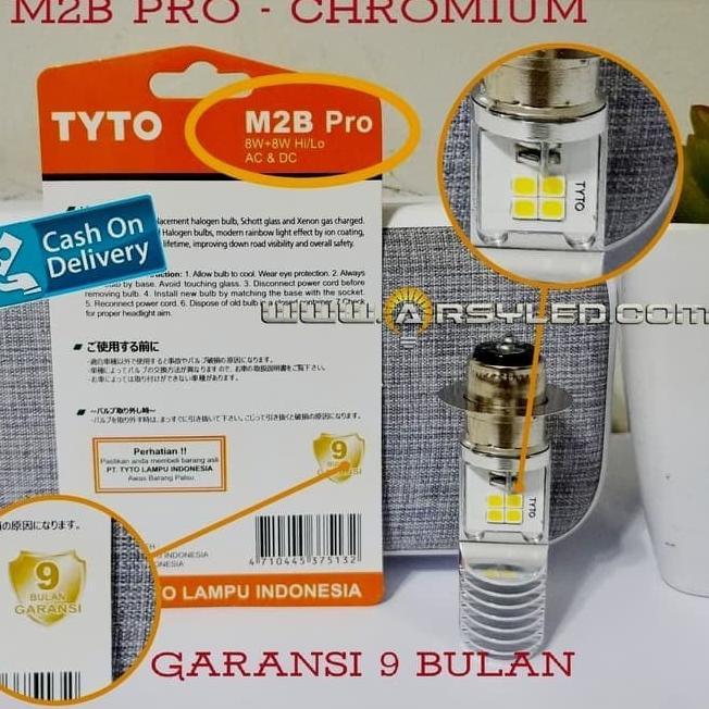 Đèn Led H6 Hi-Lo 16w 8 Mắt Ac Dc Tyto M2B Pro Chromium Ori - 6j7 Cho Xe Mô Tô