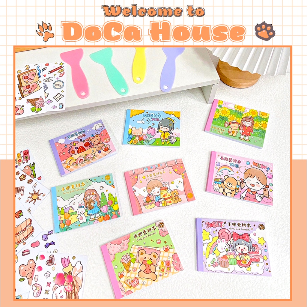 Sổ 25 Tấm Sticker Nhãn Dán Trang Trí Kèm Dụng Cụ Dán Dễ Thương