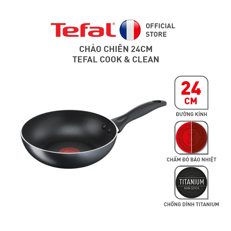[LIFEMC11BPC -8% đơn 350K] Chảo chiên Tefal Cook & Clean 24cm