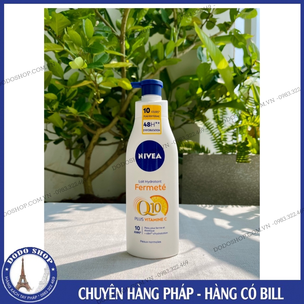 Dưỡng thể Nivea Q10 vitaminc  của Pháp giúp dưỡng da, đều màu da.