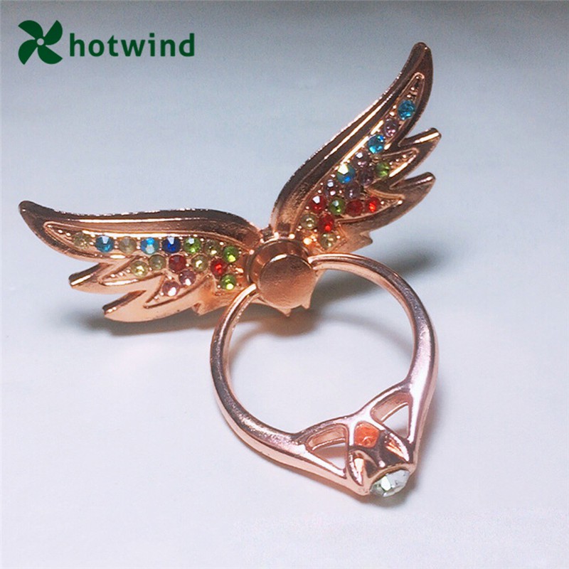 HW Angel Wings Metal Multifunctional Fall Proof Folding Ring Mobile Phone Holder
