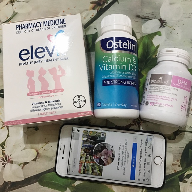 Combo dinh dưỡng cho mẹ (elevit, ostelin calcium, DHA)