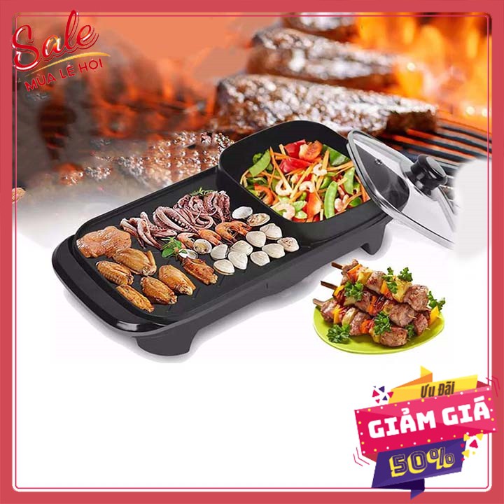 Bếp lẩu nướng điện BBQ đa năng dùng điện 6 người ăn