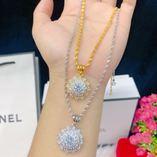 Dây xoắn mặt hoa đính đá mạ vàng + bạch kim