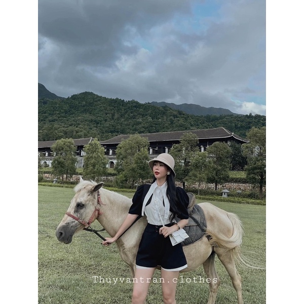 Sét sơ mi đính đá vạt áo