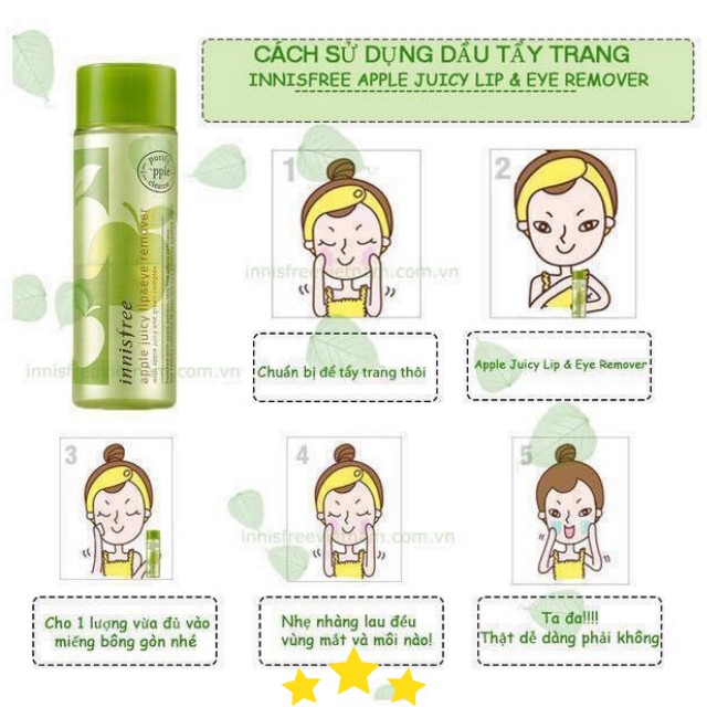 [THƯƠNG HIỆU INNISFREE] Dầu Tẩy Trang Mắt Môi Táo Xanh Apple Juicy Lip Eye Remover Innisfree Xuất Xứ Hàn Quốc | BigBuy360 - bigbuy360.vn