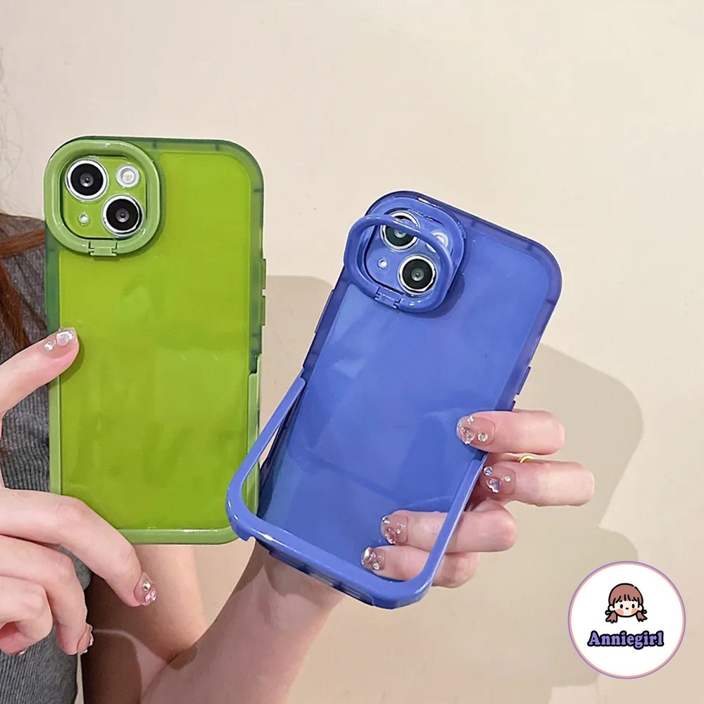 Ốp Điện Thoại TPU Mềm Trong Suốt Màu Kẹo Chống Trầy Xước Có Giá Đỡ Vô Hình Cho IPhone 13 12 11 Pro Max