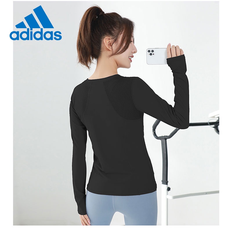 Adidas Áo Tập Thể Thao Dài Tay Không Đường May Thời Trang Cho Nữ