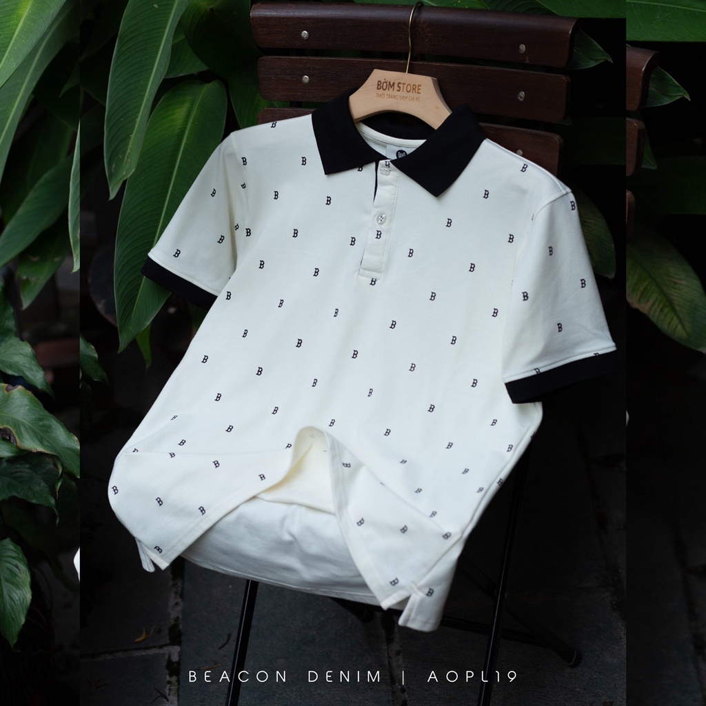 Áo Polo Nam Mẫu In Chữ B BEACON DENIM Form Vừa Basic Dễ Mang Hàng Ngày AOPL19