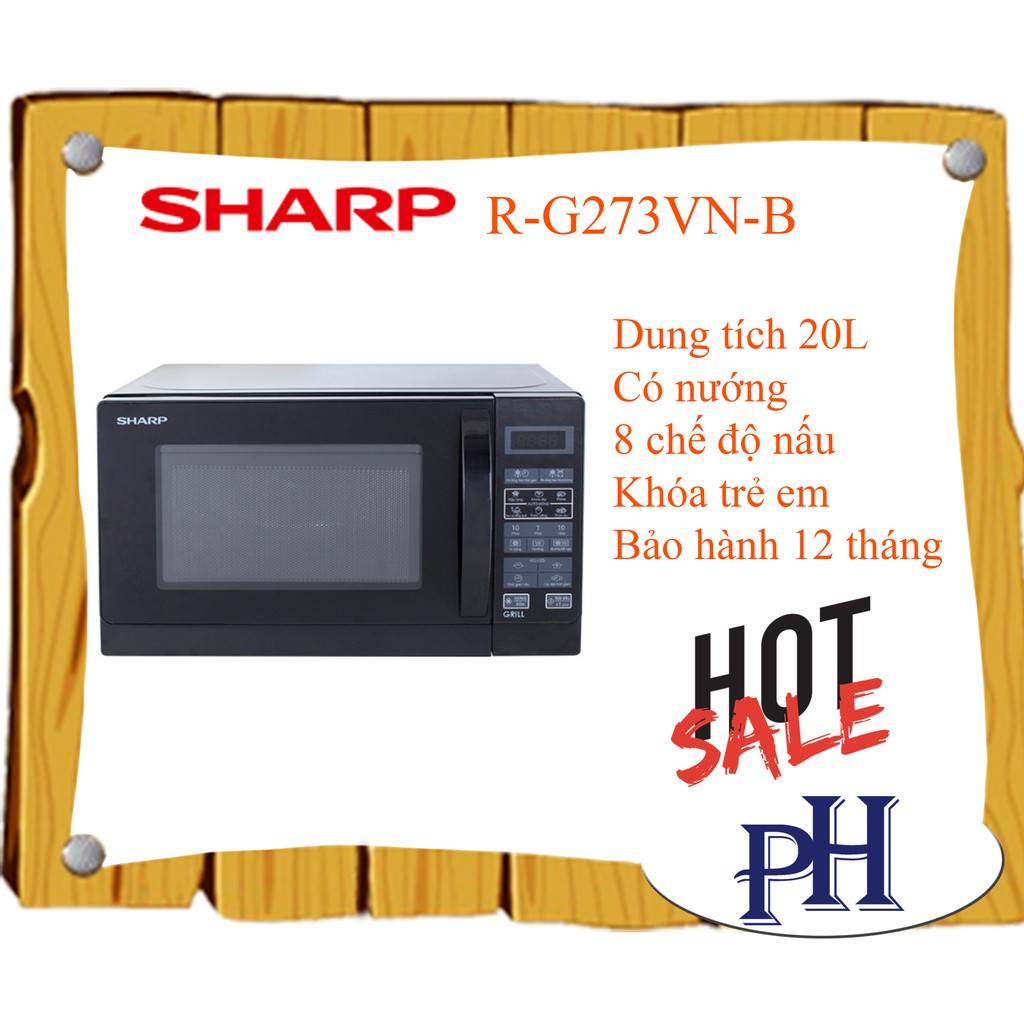 Lò Vi Sóng Sharp R-G273VN-B 20L, Đen, Có Chức Năng Nướng và Hâm Nóng