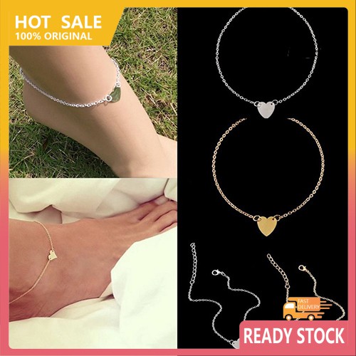 Lắc chân bằng hợp kim thiết kế mặt dây hình trái tim xinh xắn thời trang cho nữ