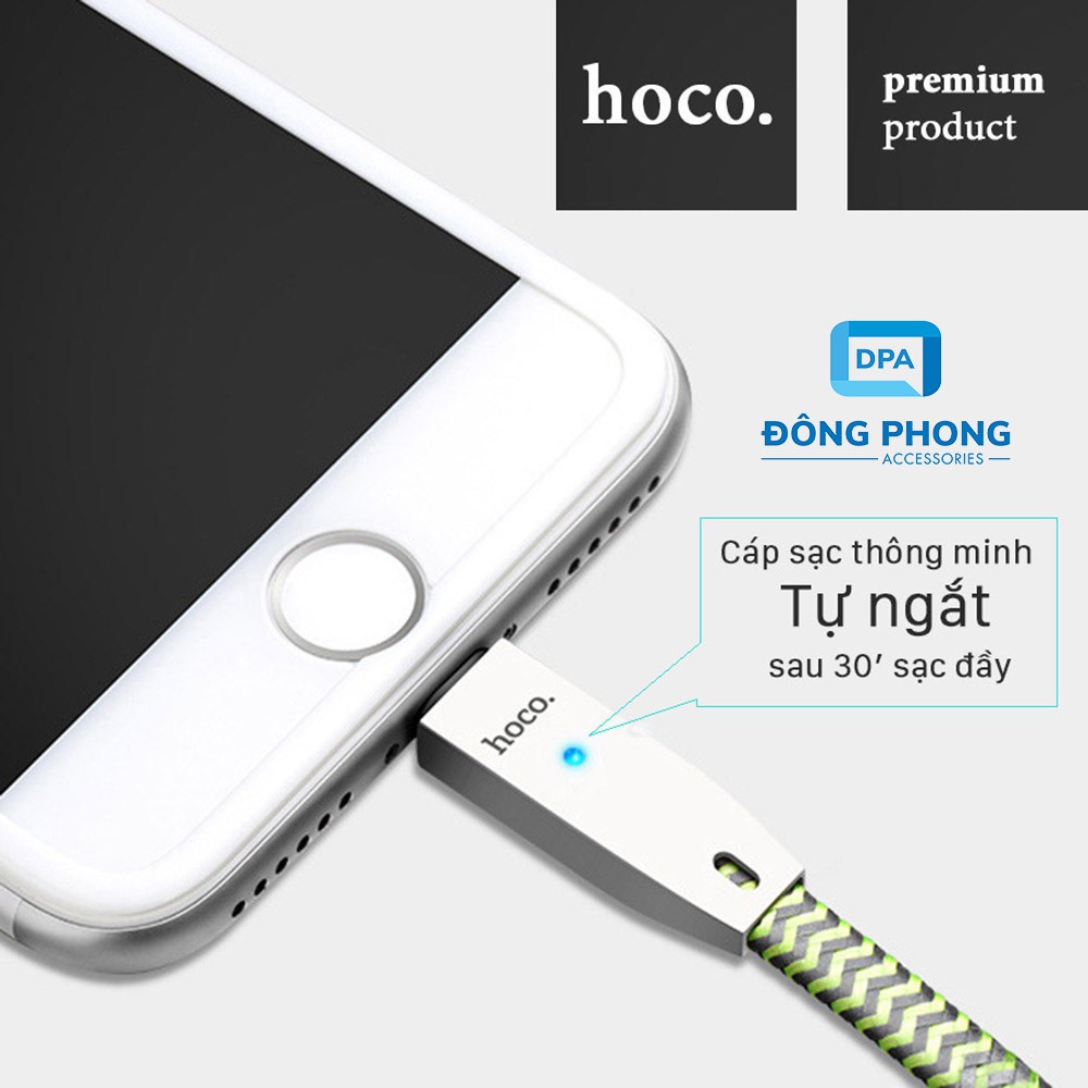 Cáp iPhone, iPad Hoco U11 Chính Hãng Tự Ngắt Khi Sạc Đầy