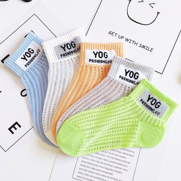 Đai Nịt Tất Cotton Mỏng Phối Lưới Thoáng Khí Thấm Hút Mồ Hôi In Chữ Phong Cách Mới Cho Trẻ Em