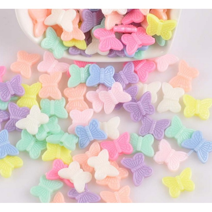 Set 50 Mặt Phụ Kiện Hình Bướm 11x14mm Làm Trang Sức Nhiều Màu Sắc